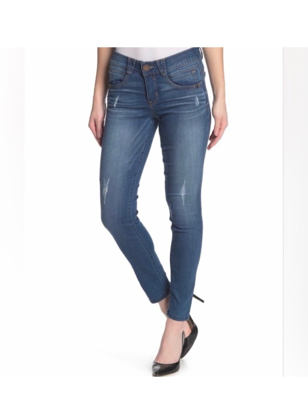 Democracy Medium Blue Skinny Jeans with Faded Details